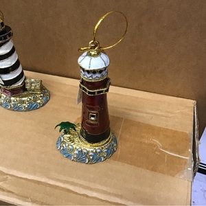 Victorian Enameling 56130 lighthouse ornament tropical beach nautical RED